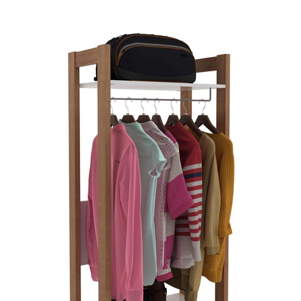 Armário Closet com 3 Prateleiras AZ1029 Amêndoa/Branco Tecnomobili