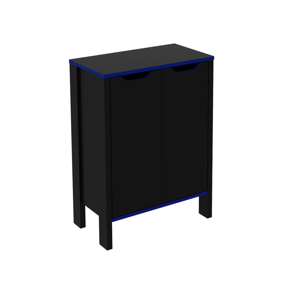 Armario Baixo Multiuso 2 Portas Preto/Azul