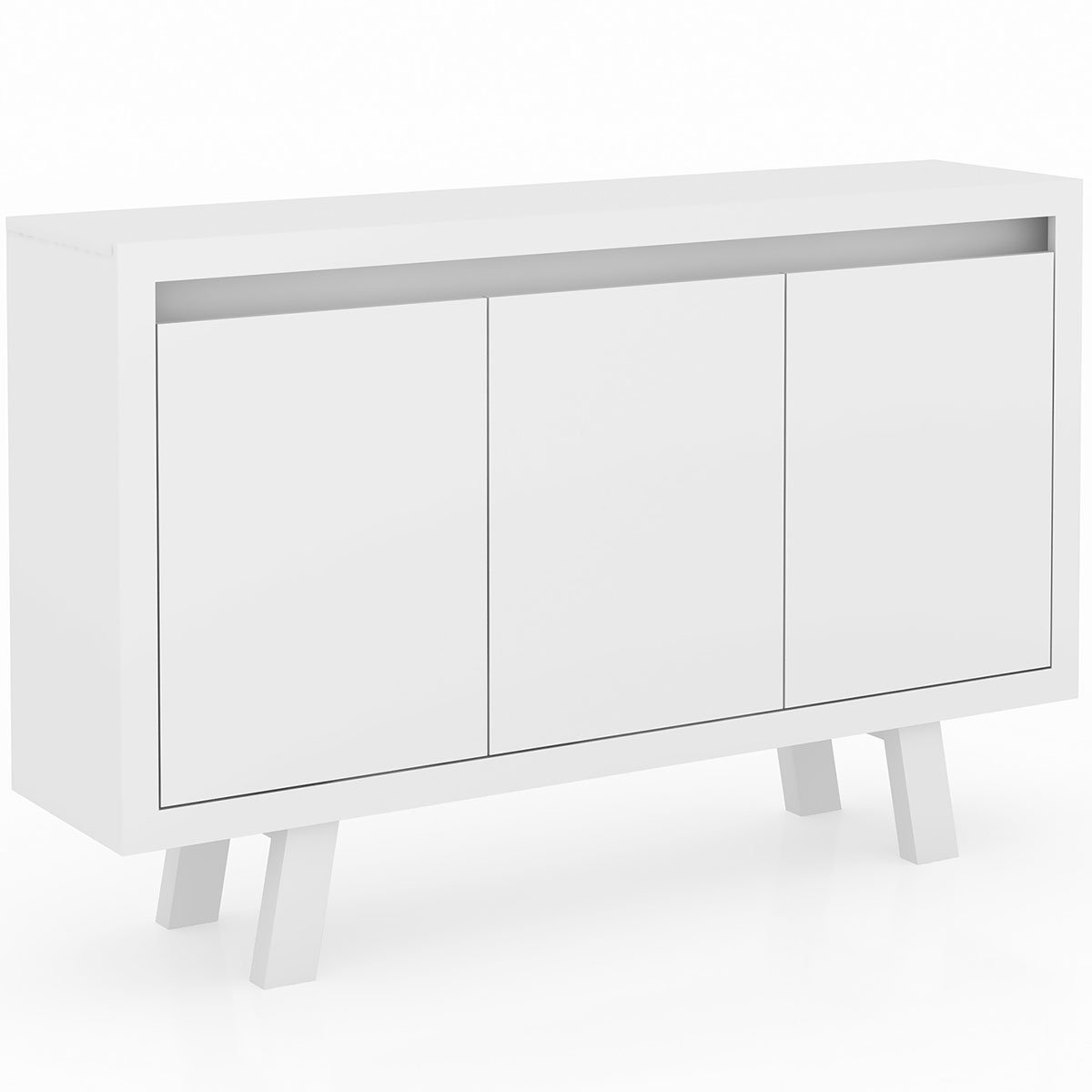 Balcão Armário para Escritório 3 Portas em MDP Branco
