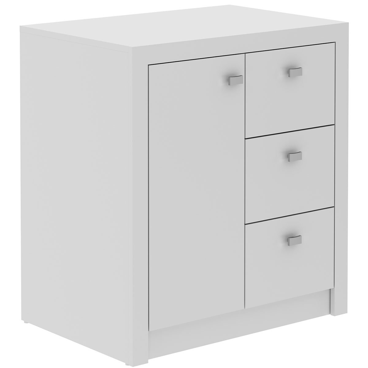 Balcão Armário para Escritório com 1 porta e 3 Gavetas Branco