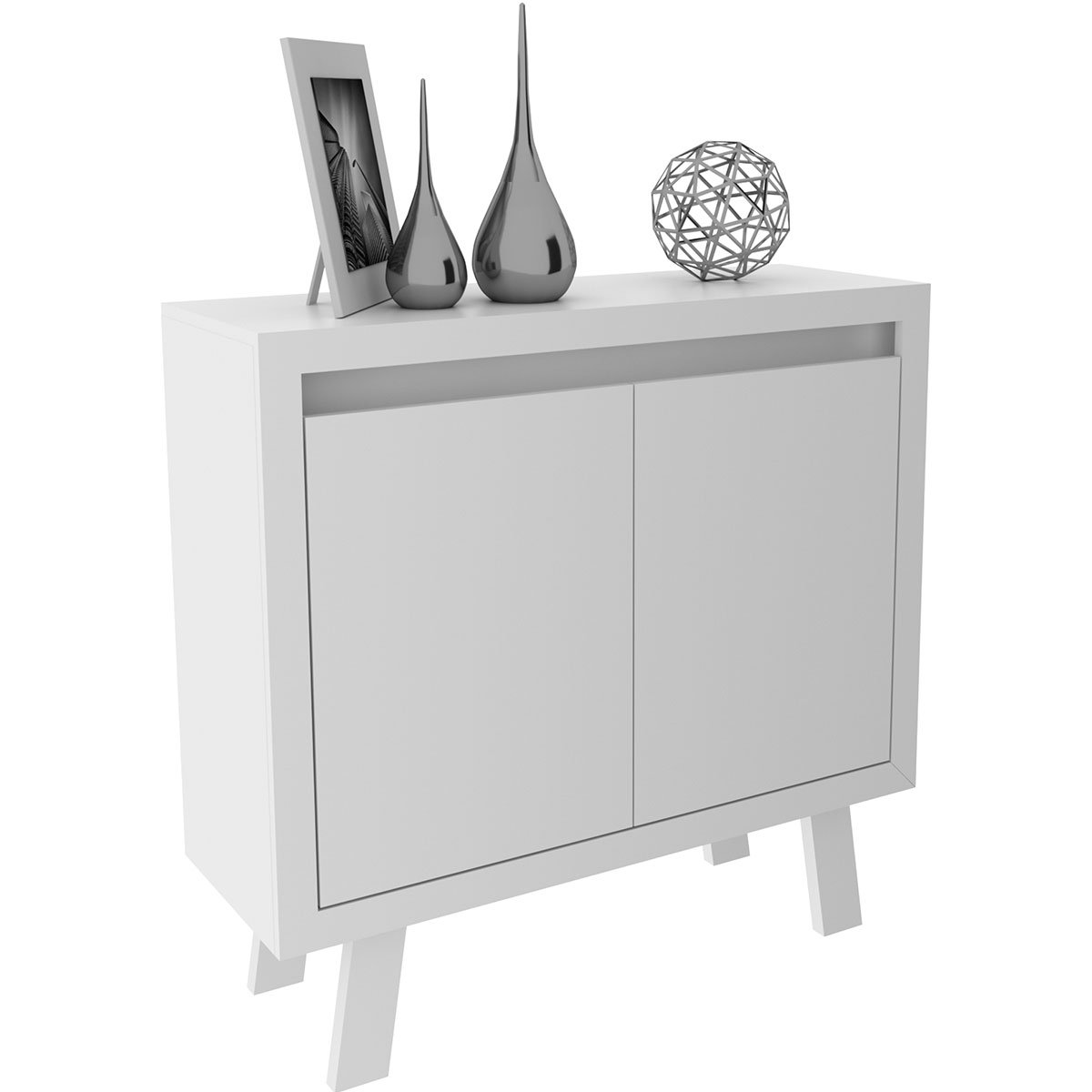 Balcão Armário para Escritório com 2 portas e 1 Prateleira Branco