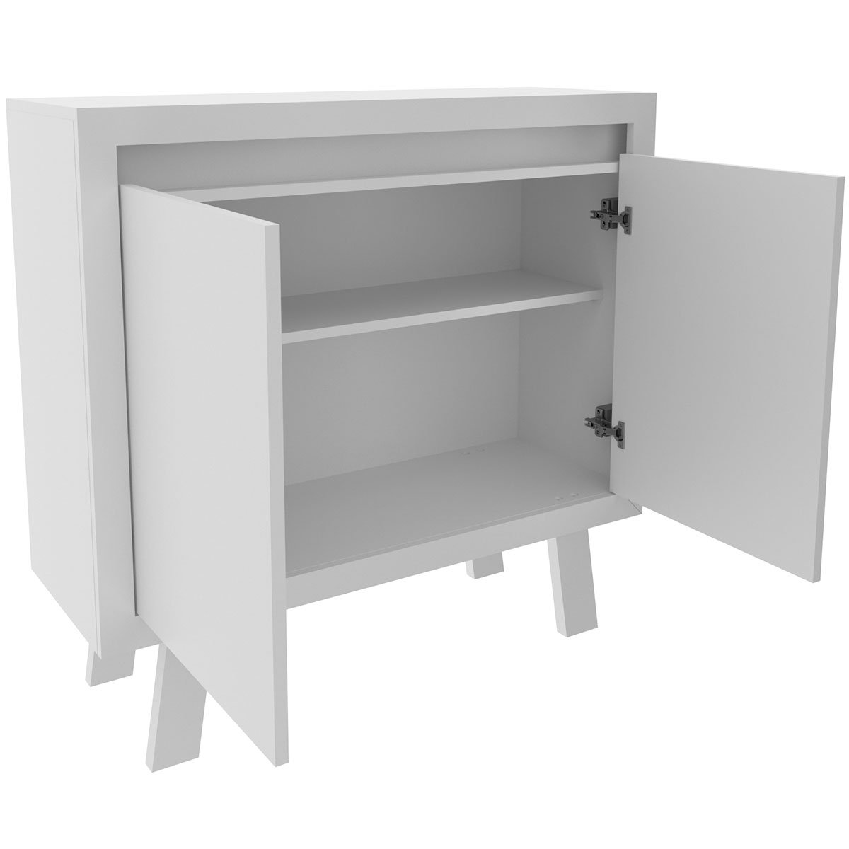 Balcão Armário para Escritório com 2 portas e 1 Prateleira Branco