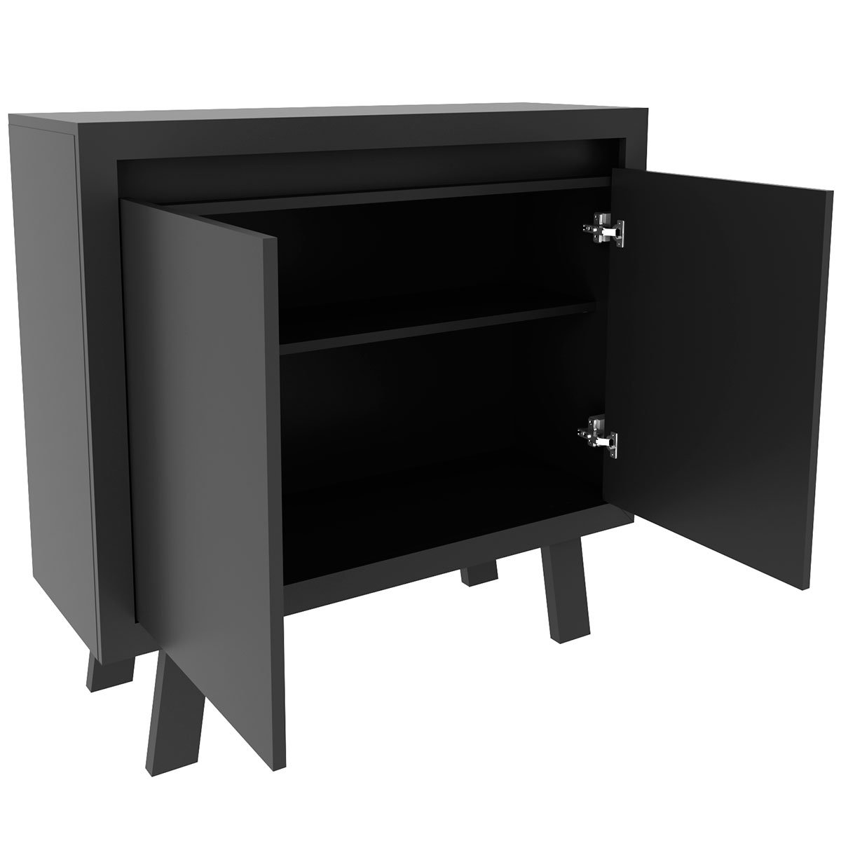 Balcão Armário para Escritório com 2 portas e 1 Prateleira Preto