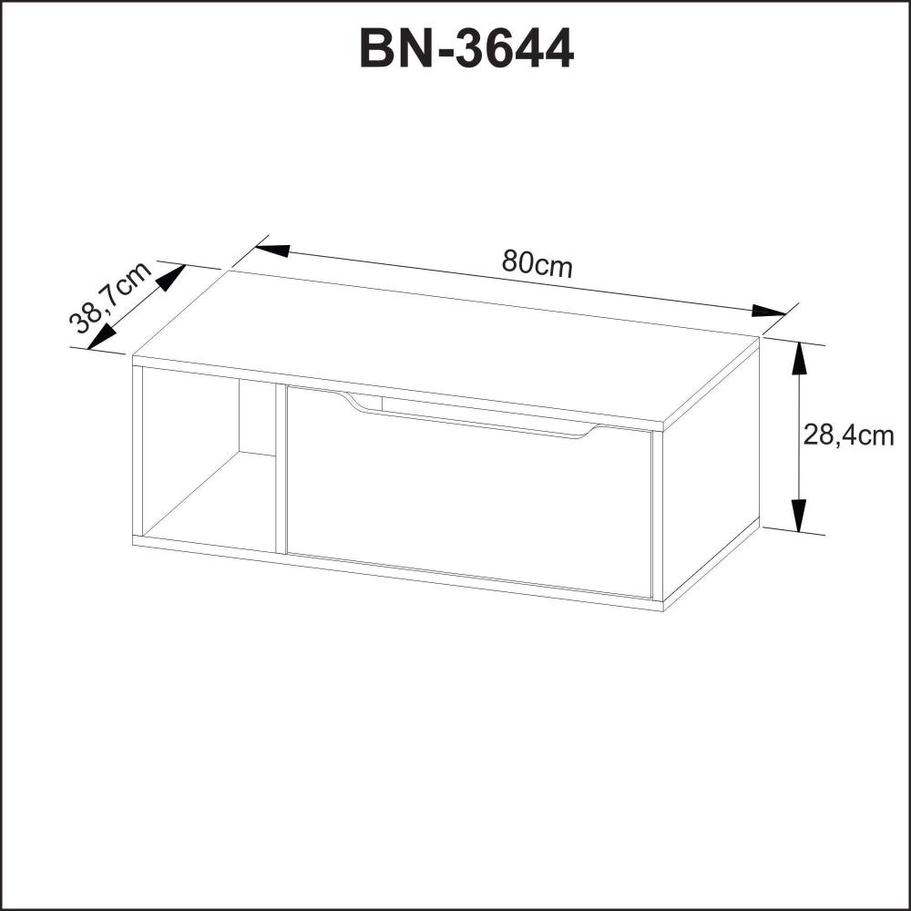 Balcão para Banheiro 80cm com 1 Porta e Nicho BN3644 Branco Tecnomobili