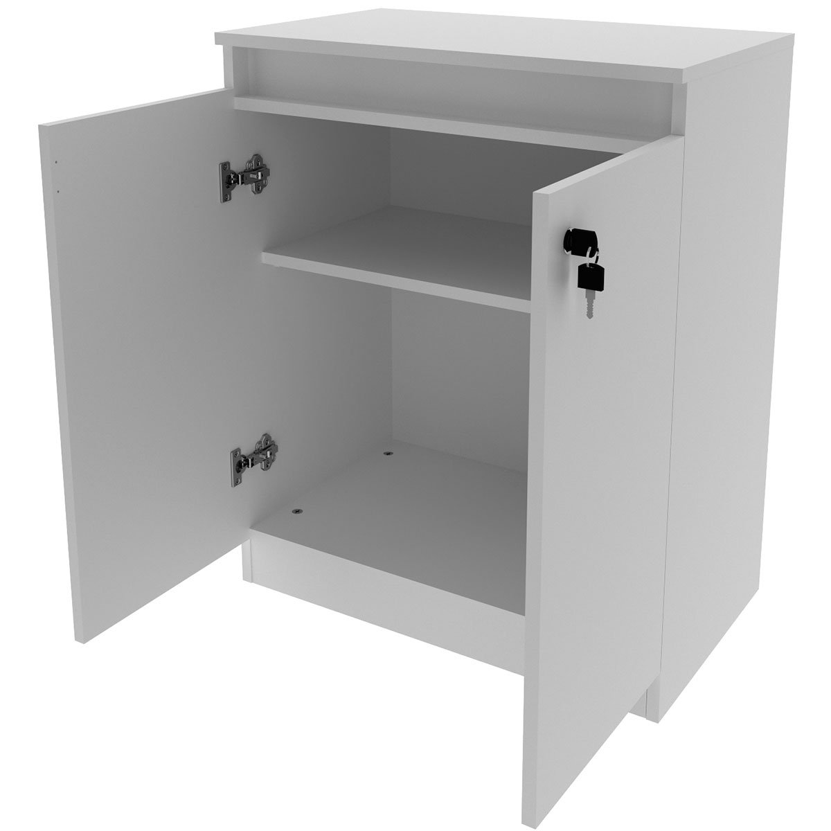 Balcão para Escritório 2 Portas com Chave Pequeno Branco