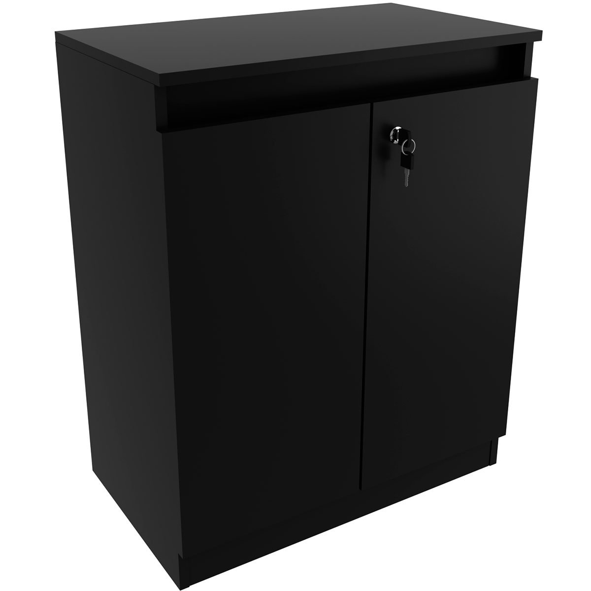 Balcão para Escritório 2 Portas com Chave Pequeno Preto