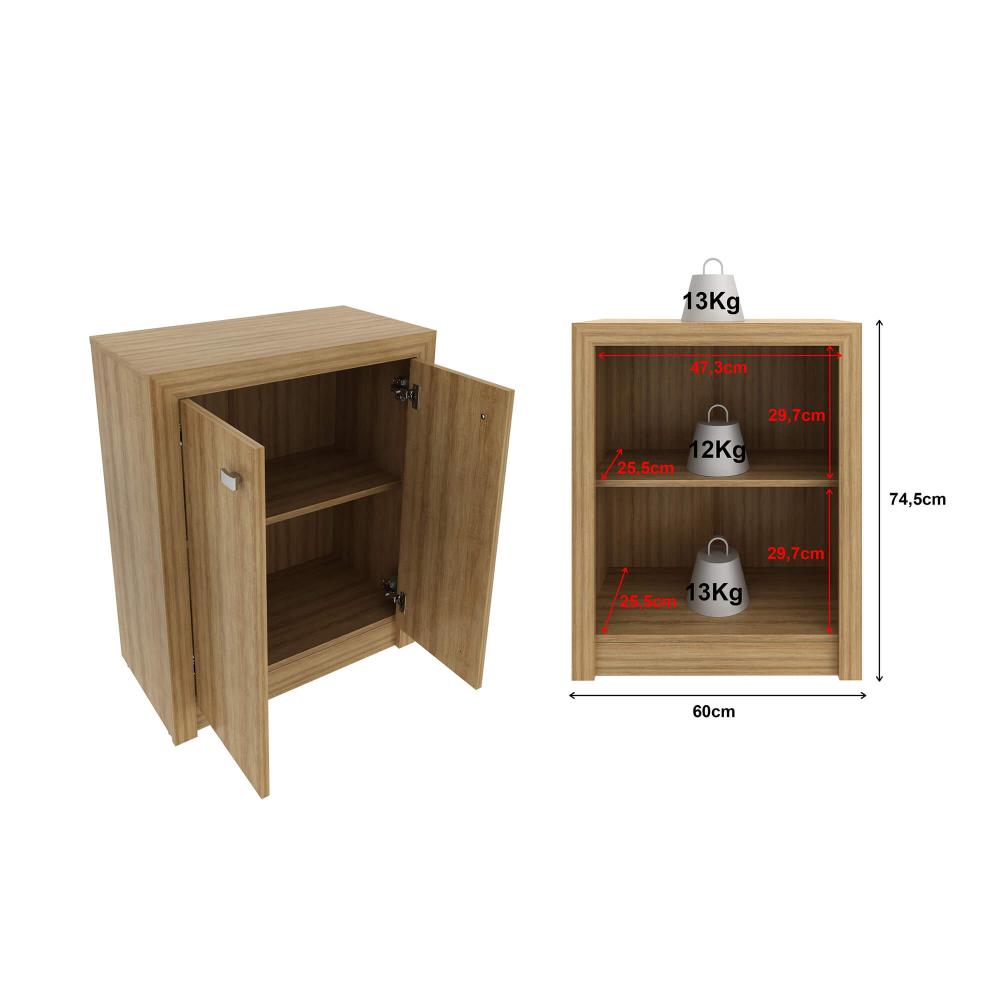 Balcão para Escritório com 2 Portas e 1 Prateleira ME4103 Amêndoa Tecnomobili