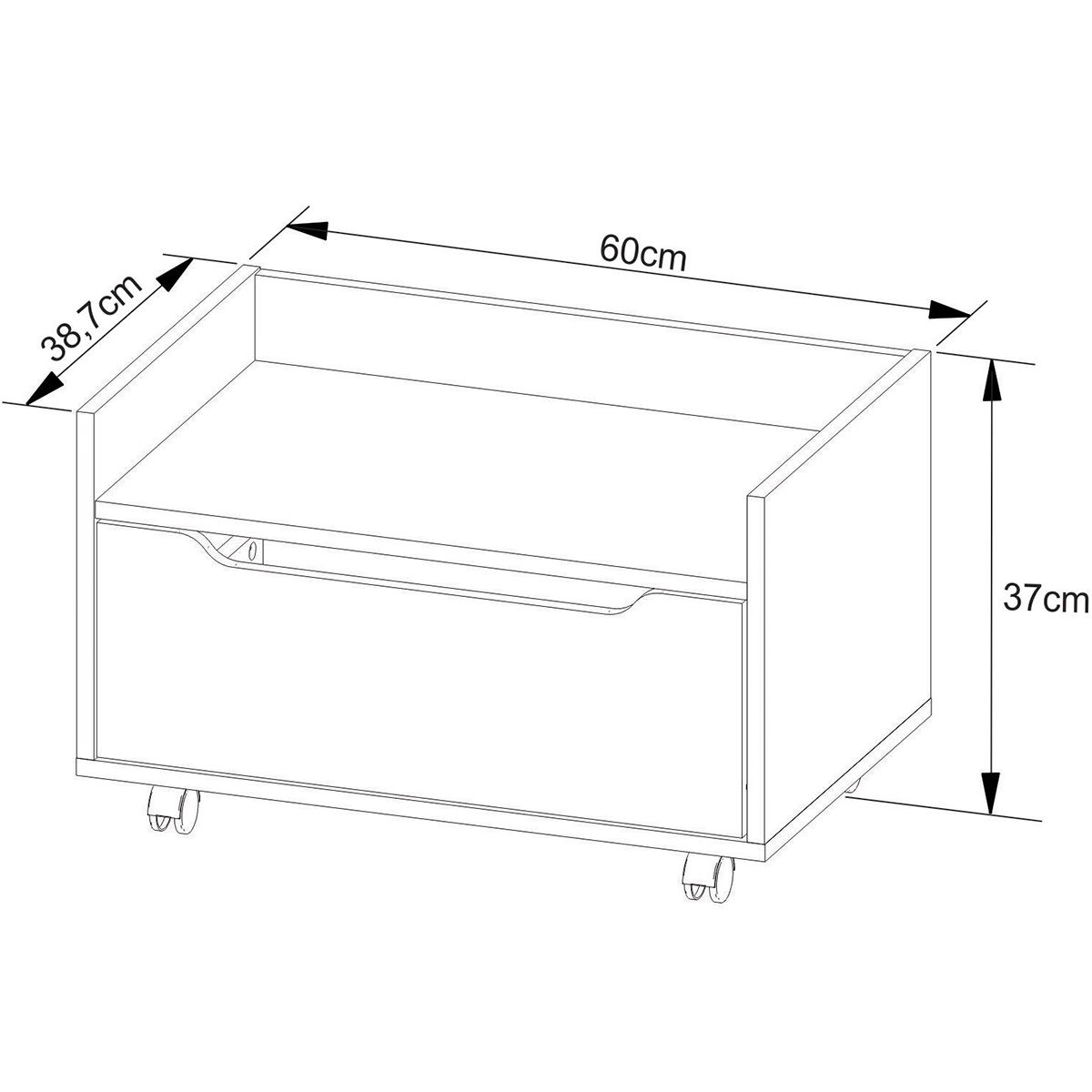 Balcão para Gabinete de Banheiro 1 Gaveta com Rodízio Amêndoa/Branco