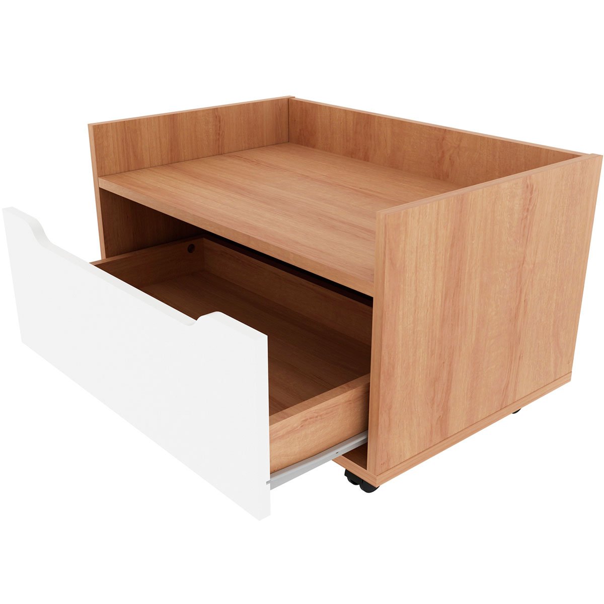 Balcão para Gabinete de Banheiro 1 Gaveta com Rodízio Amêndoa/Branco