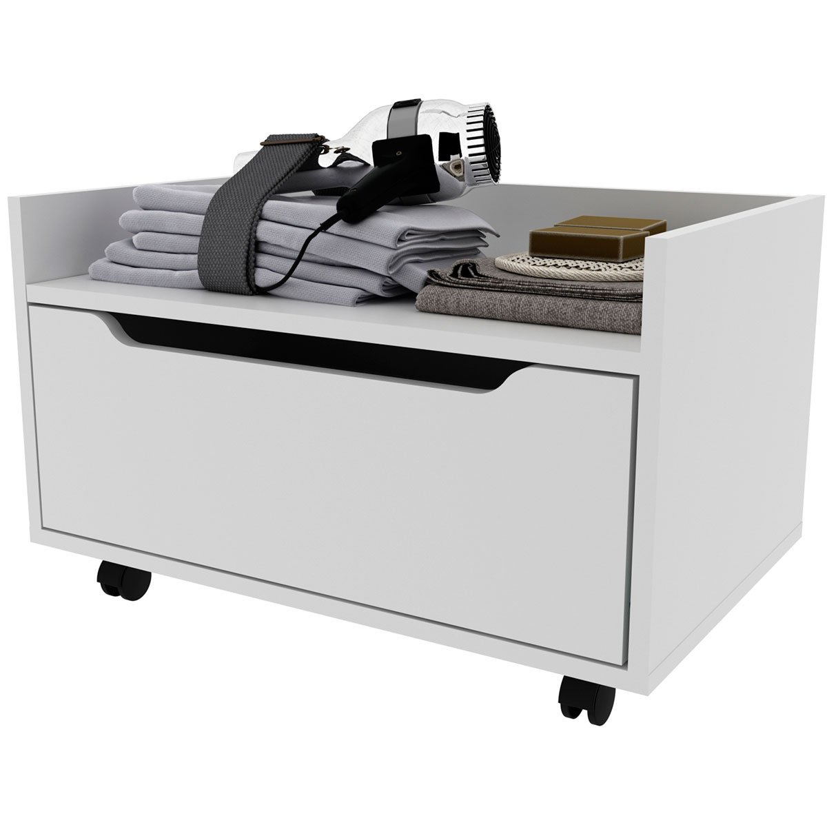 Balcão para Gabinete de Banheiro 1 Gaveta com Rodízio Branco
