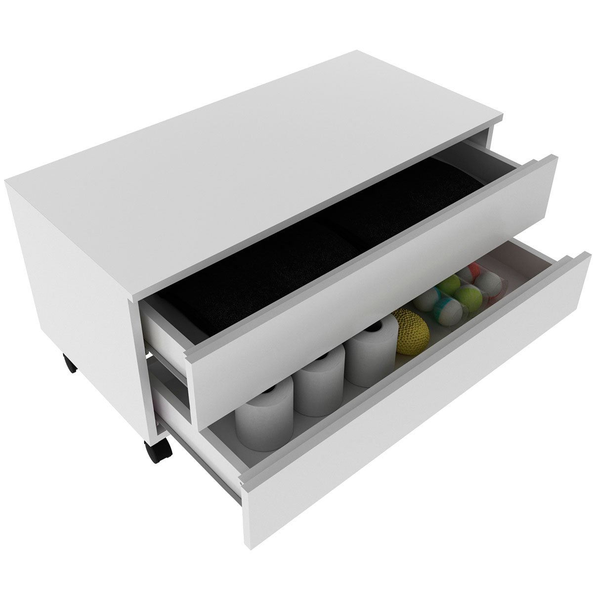 Balcão para Gabinete de Banheiro 2 Gavetas com Rodízios Branco