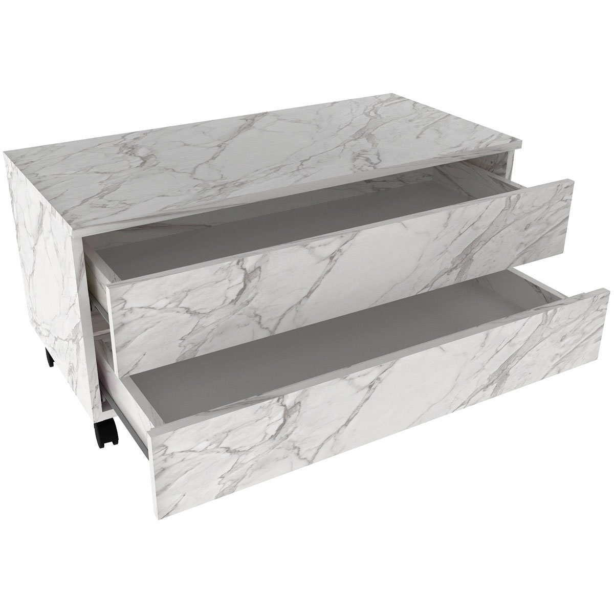 Balcão para Gabinete de Banheiro 2 Gavetas com Rodízios Mármore Branco