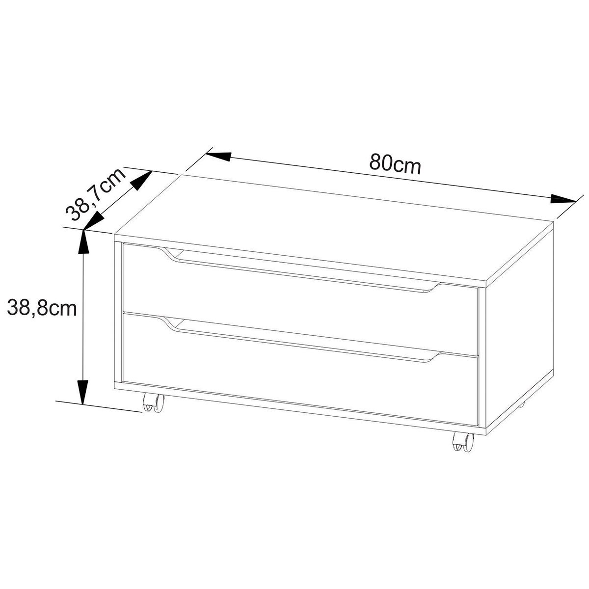 Balcão para Gabinete de Banheiro 2 Gavetas e Rodízios Amêndoa/Branco