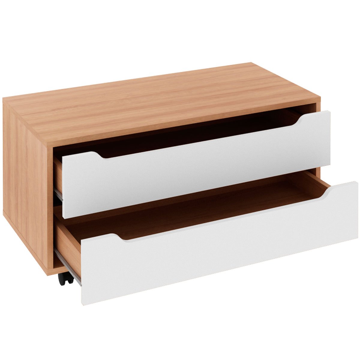 Balcão para Gabinete de Banheiro 2 Gavetas e Rodízios Amêndoa/Branco