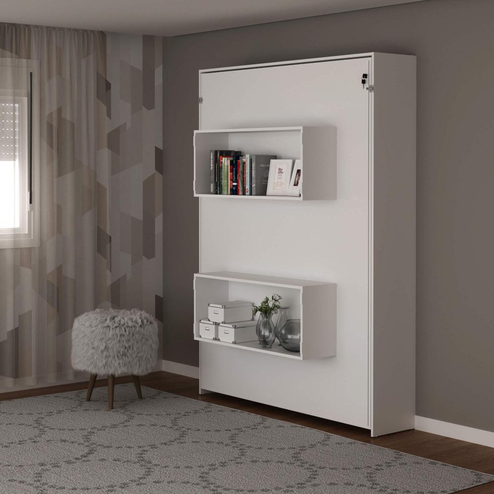 Cama Retrátil de Parede Articulada Casal 147,2x198,5cm Branca Tecnomobili CM8016 Nichos