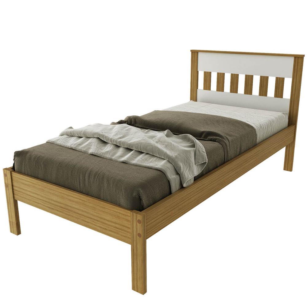 Cama de Solteiro 97,7x96x92cm MDP Tecnomobili  CM8006 Amêndoa Branco até 130kg
