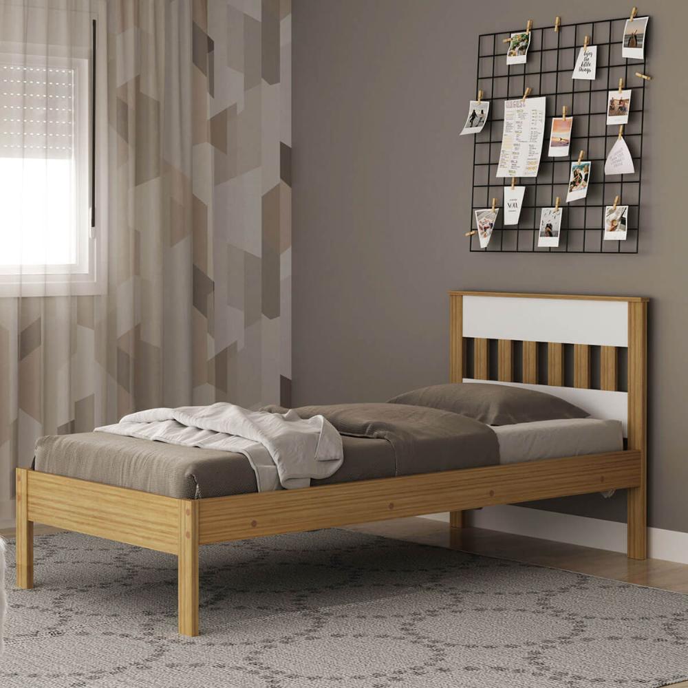 Cama de Solteiro 97,7x96x92cm MDP Tecnomobili  CM8006 Amêndoa Branco até 130kg