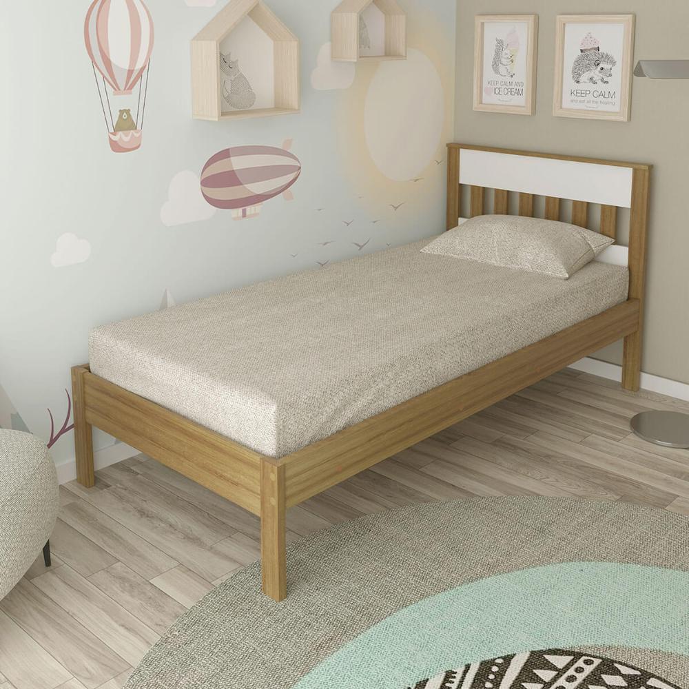 Cama de Solteiro 97,7x96x92cm MDP Tecnomobili  CM8006 Amêndoa Branco até 130kg