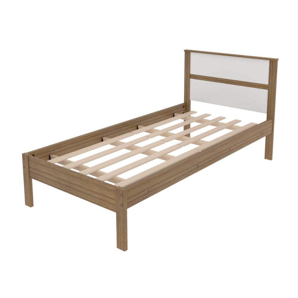 Cama de Solteiro Amêndoa Branco 97x196x92cm MDP Tecnomobili CM8004 até 130kg