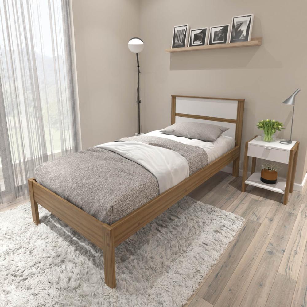 Cama de Solteiro Amêndoa Branco 97x196x92cm MDP Tecnomobili CM8004 até 130kg