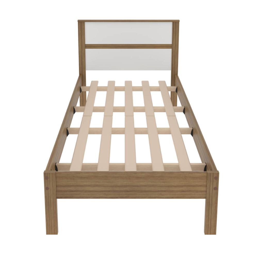 Cama de Solteiro Amêndoa Branco 97x196x92cm MDP Tecnomobili CM8004 até 130kg