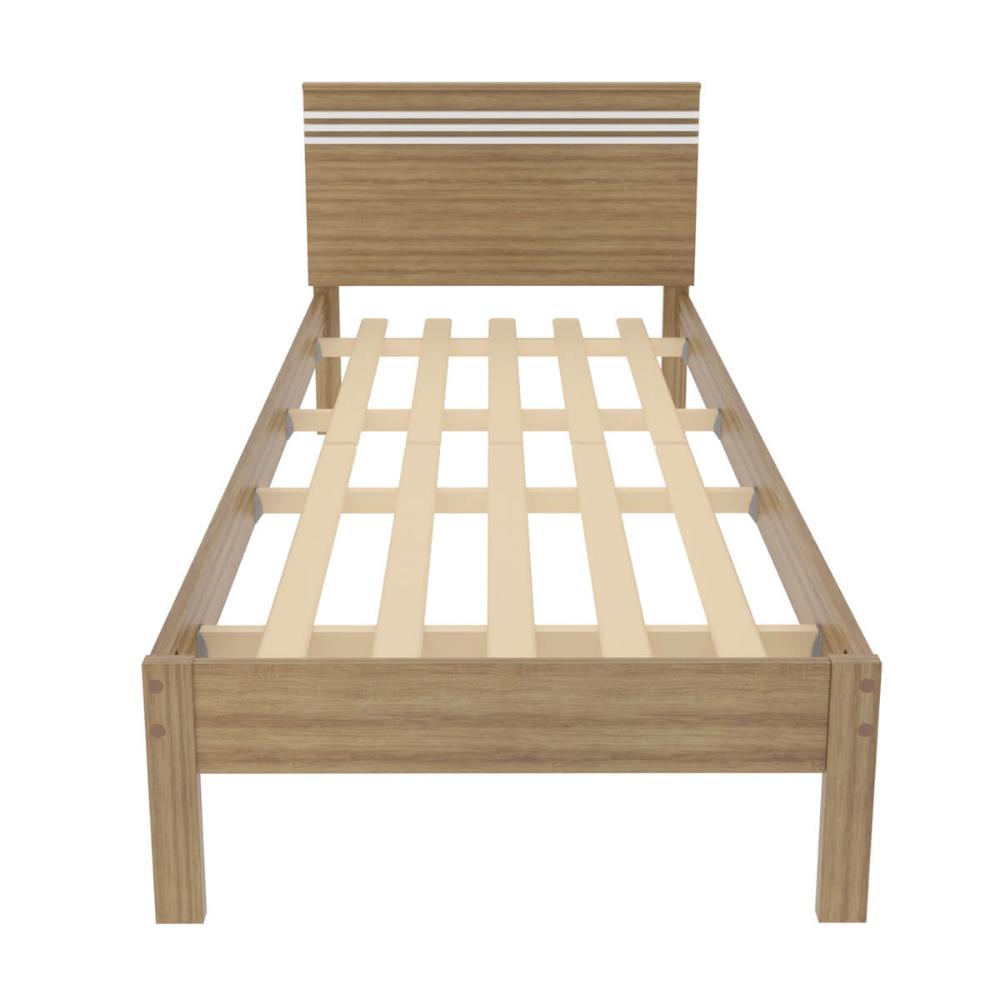 Cama de Solteiro CM8010 Para Colchão de 88cm Amêndoa/Branco Tecnomobili