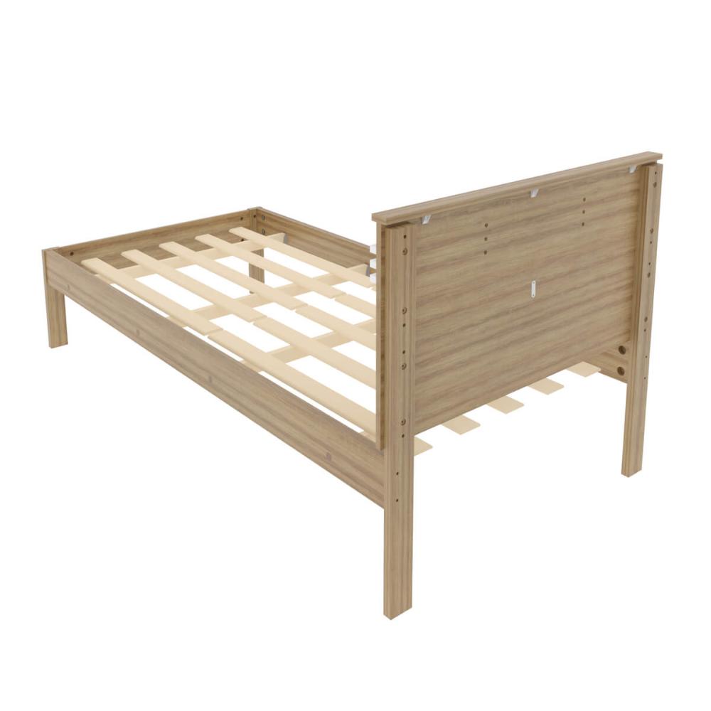 Cama de Solteiro CM8010 Para Colchão de 88cm Amêndoa/Branco Tecnomobili