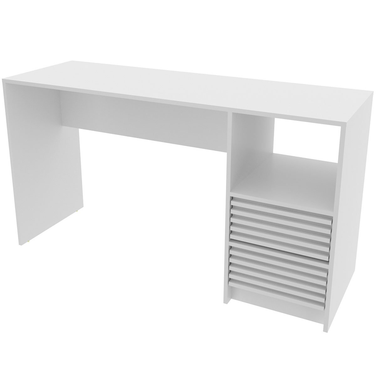 Escrivaninha Mesa de Escritório 2 Gavetas Ripado Branco
