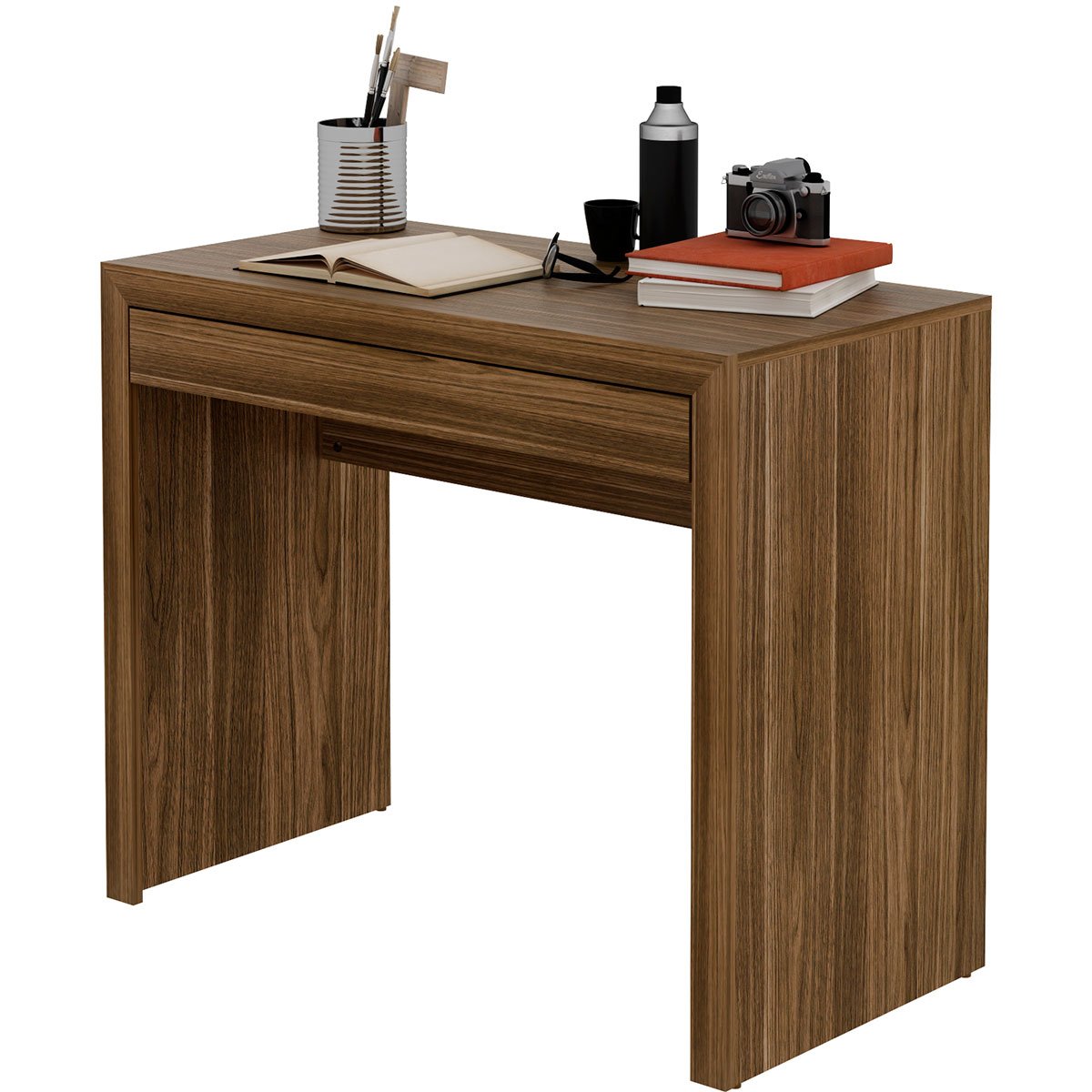 Escrivaninha Mesa de Escritório 90 cm 1 Gaveta Nogal