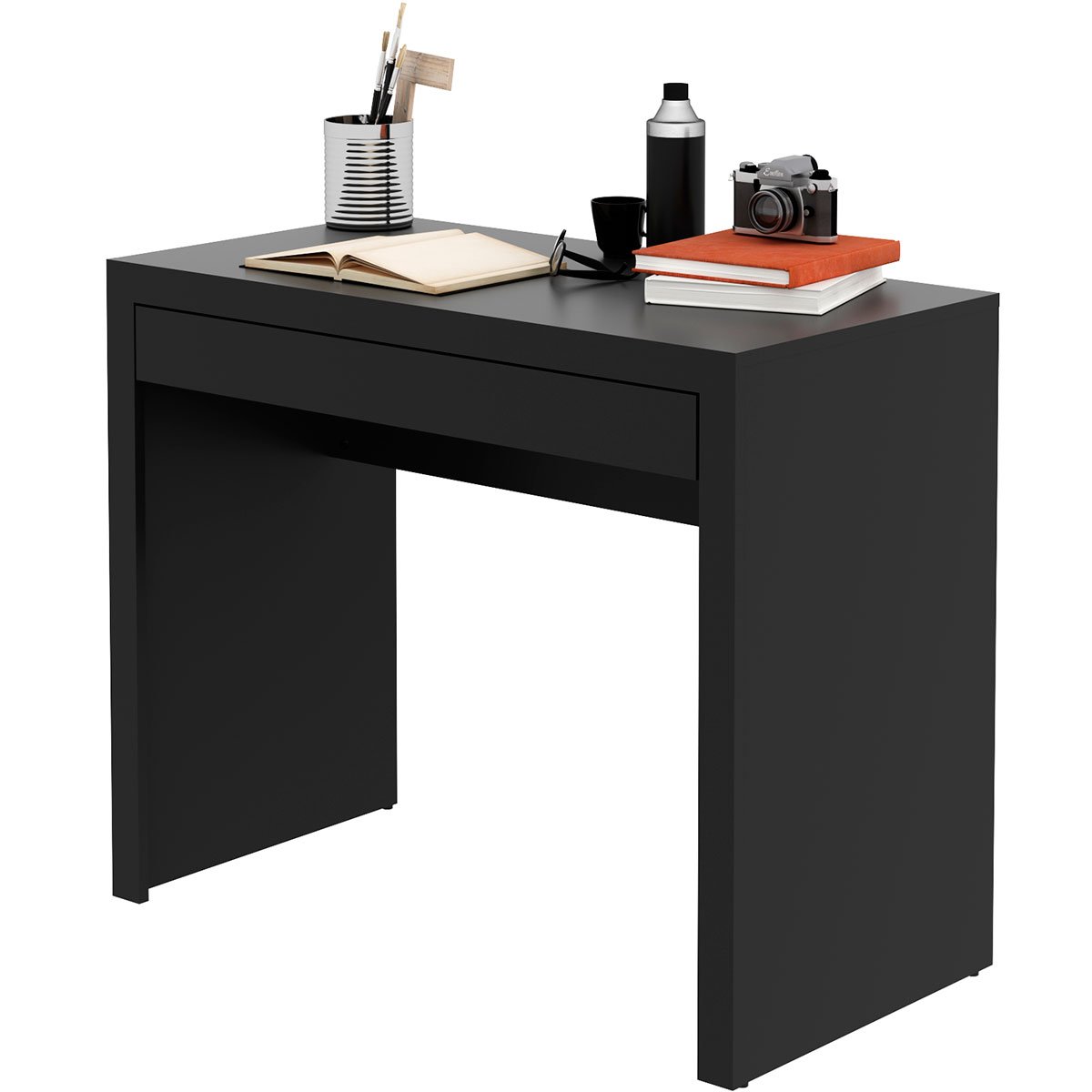 Escrivaninha Mesa de Escritório 90 cm 1 Gaveta Preto