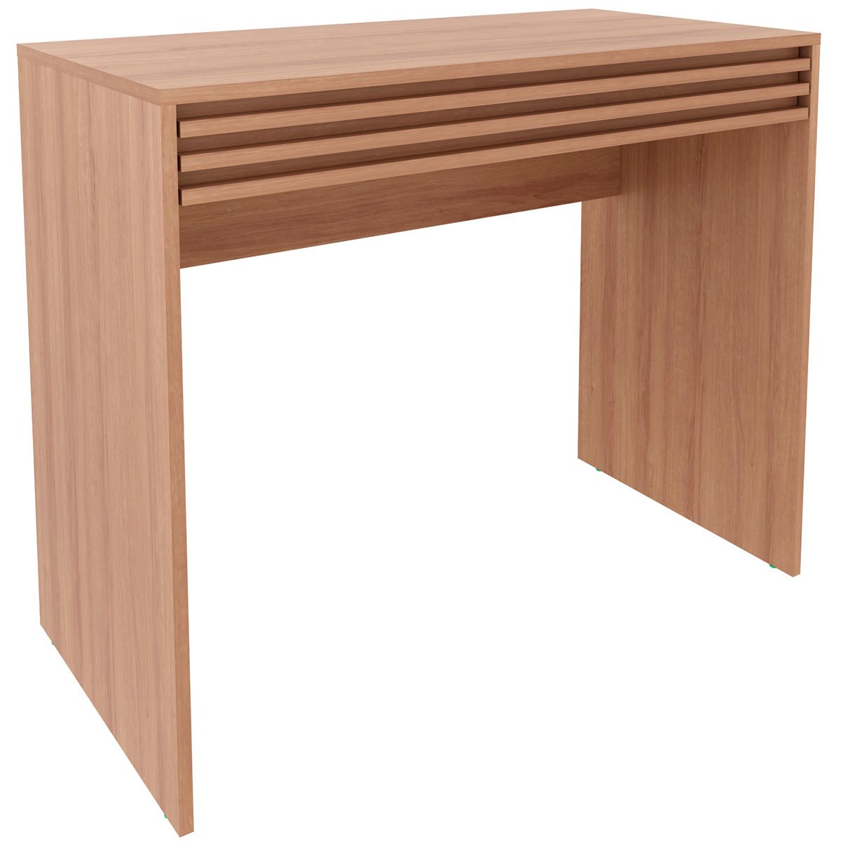 Escrivaninha Mesa de Escritório 90 cm 1 Gaveta Ripado Amêndoa