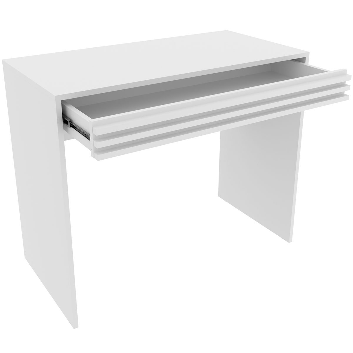 Escrivaninha Mesa de Escritório 90 cm 1 Gaveta Ripado Branco