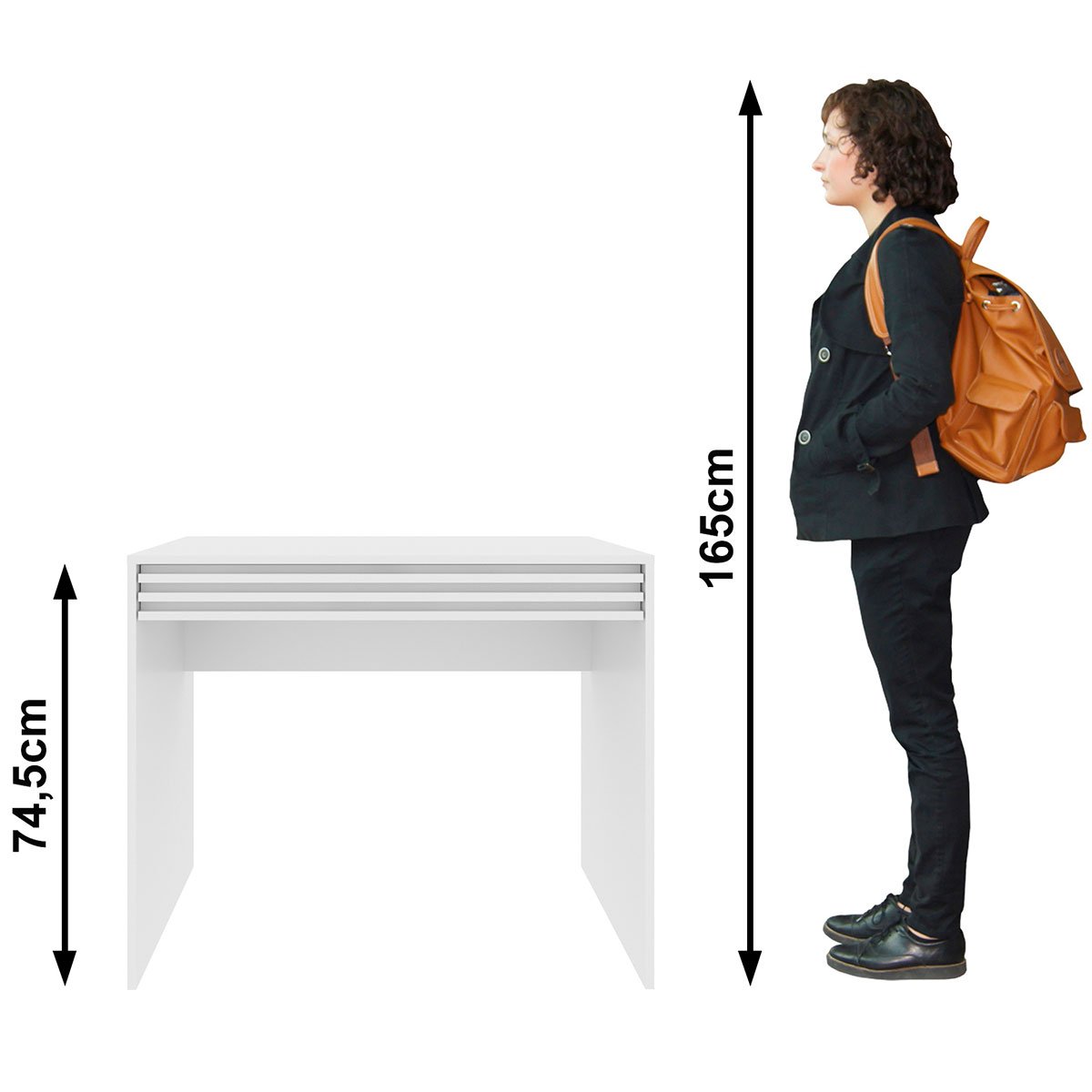 Escrivaninha Mesa de Escritório 90 cm 1 Gaveta Ripado Branco