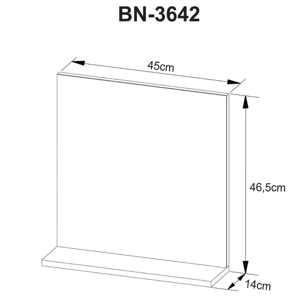 Espelheira Preta Suspensa para Banheiro BN3642 45x46,5cm Tecnomobili