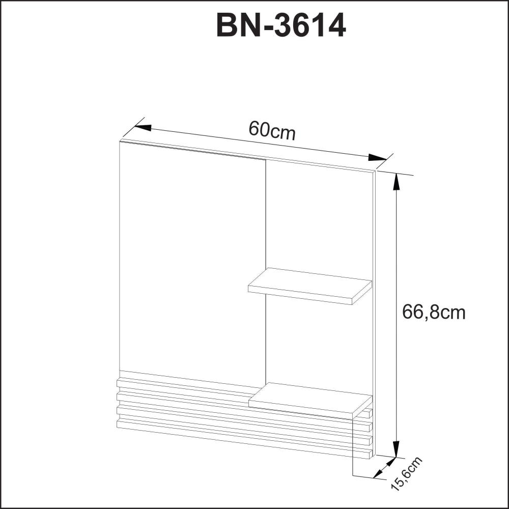 Espelheira Suspensa para Banheiro 60cm com 2 Prateleiras BN3614 Amêndoa