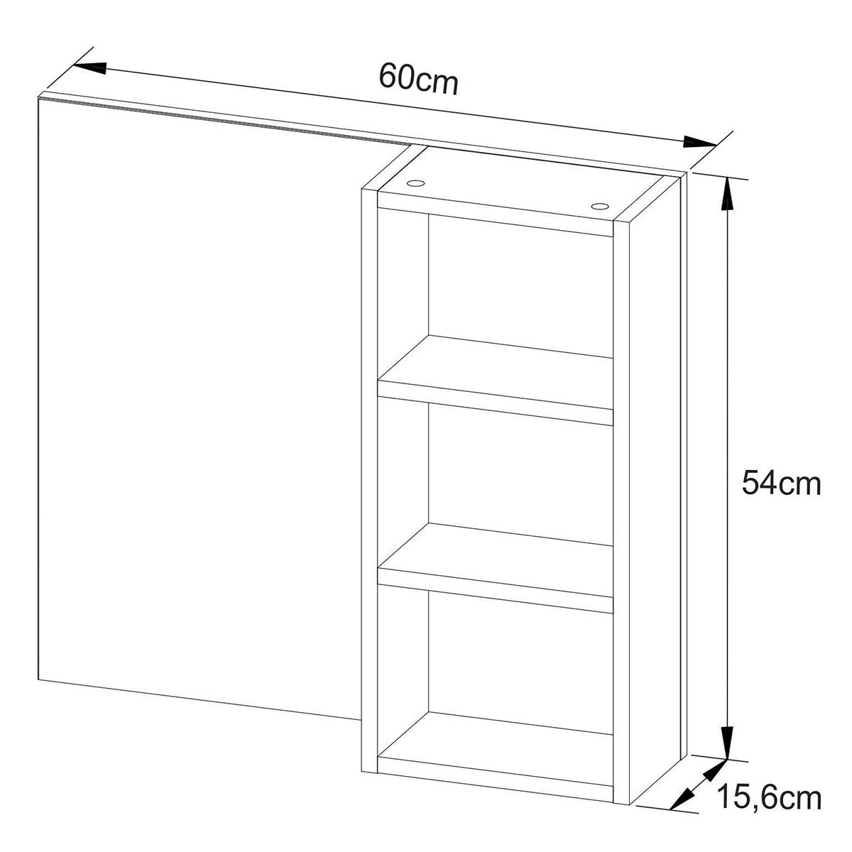 Espelheira para Banheiro 60 cm 3 Nichos Valente Amêndoa
