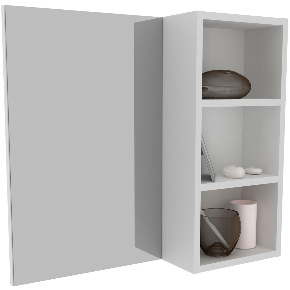 Espelheira para Banheiro 60 cm 3 Nichos Valente Branco