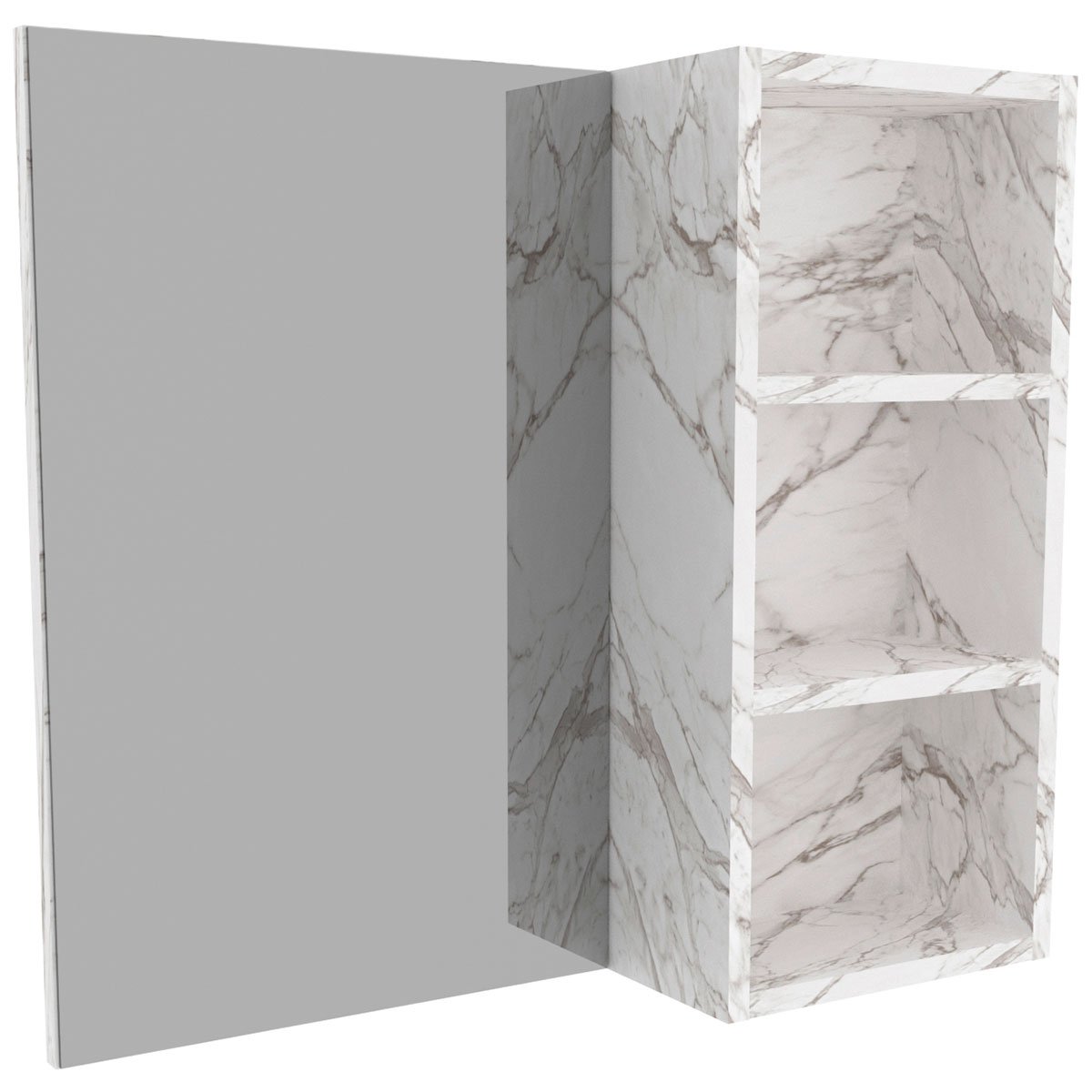 Espelheira para Banheiro 60 cm 3 Nichos Valente Mármore Branco