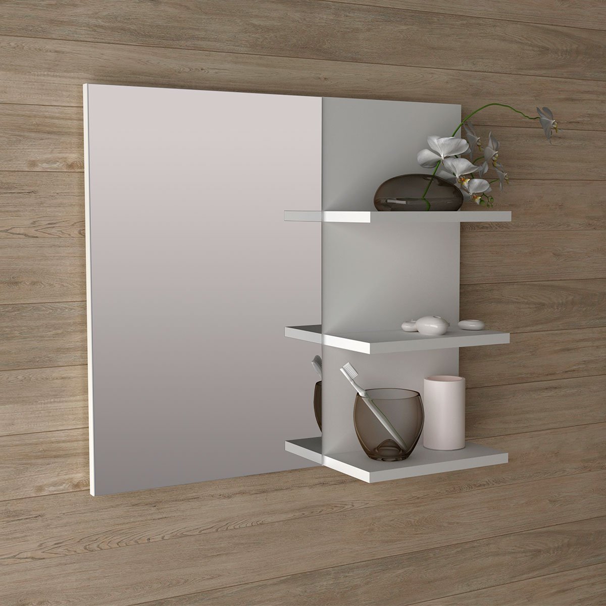 Espelheira para Banheiro 60 cm 3 Prateleiras Romana Branco