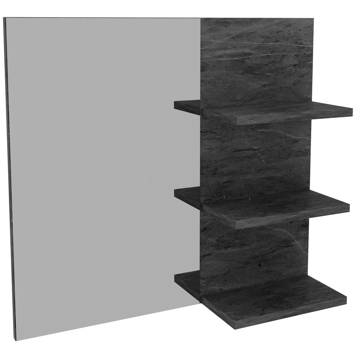 Espelheira para Banheiro 60 cm 3 Prateleiras Romana Mármore Lunar