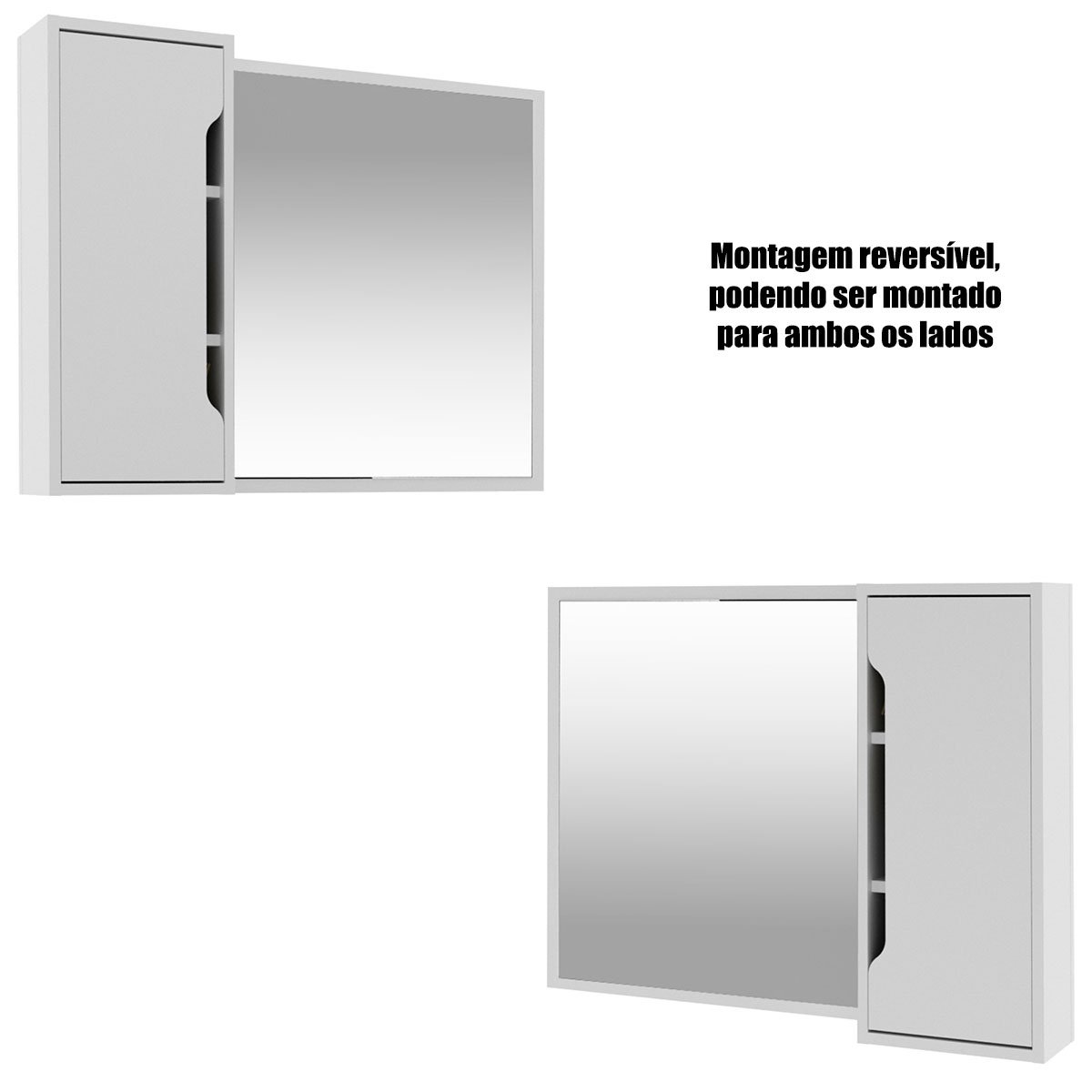 Espelheira para Banheiro 80 cm com 1 Porta Branco