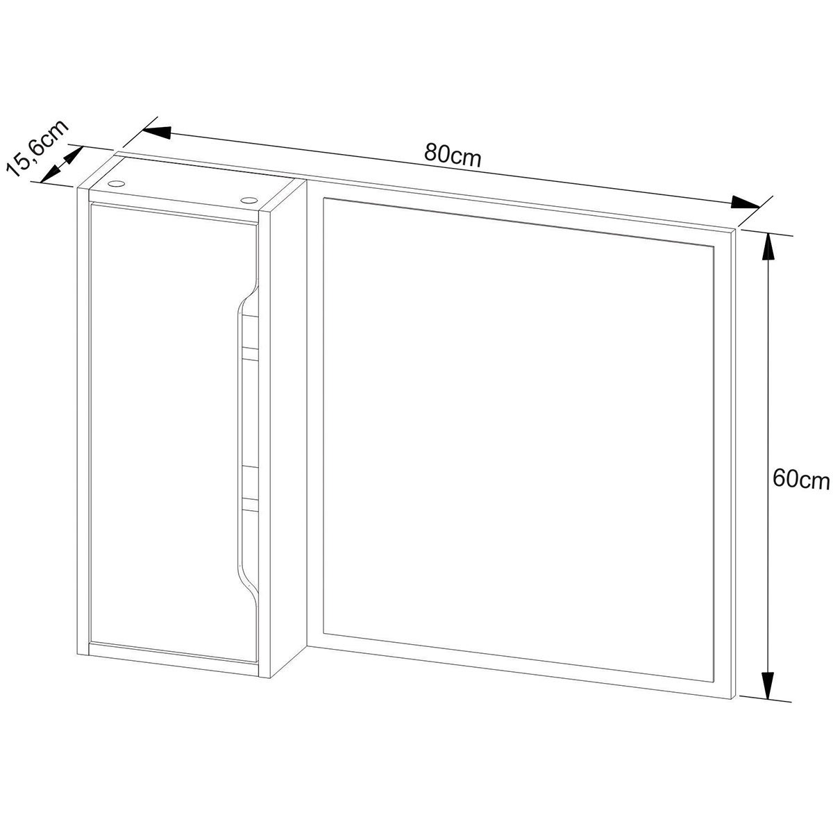 Espelheira para Banheiro 80 cm com 1 Porta Mármore Lunar