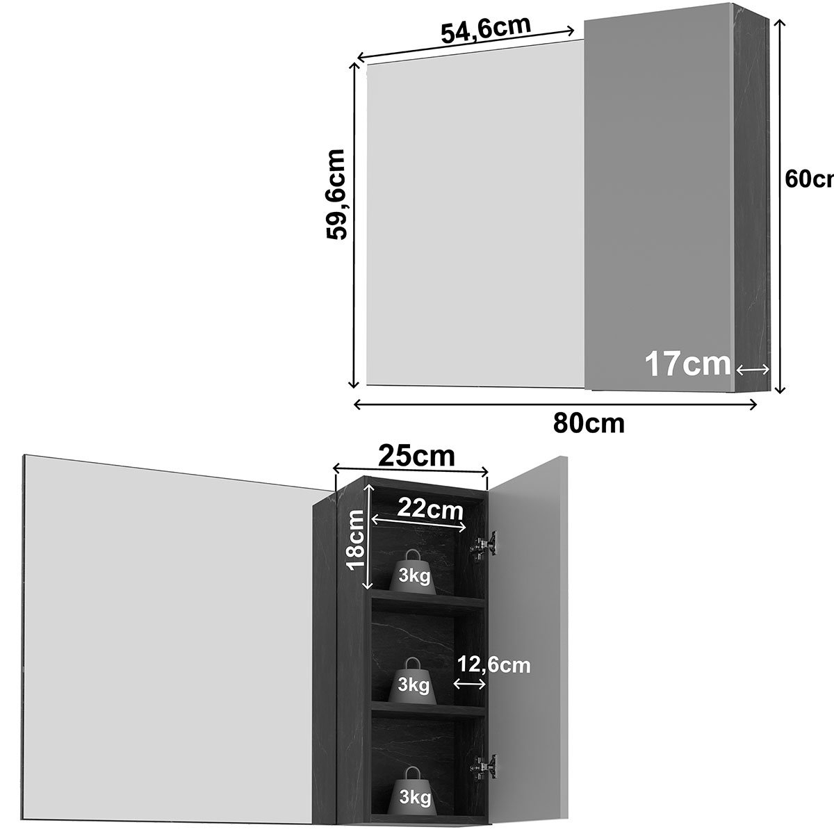Espelheira para Banheiro 80 cm com 1 Porta Marina Amêndoa
