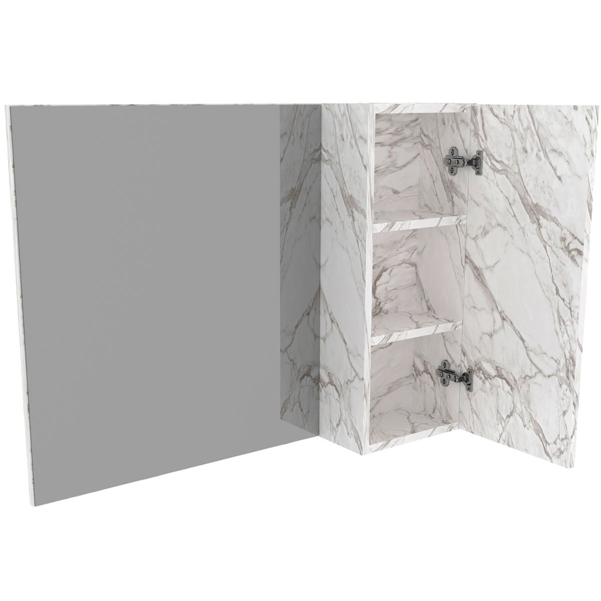 Espelheira para Banheiro 80 cm com 1 Porta Marina Mármore Branco