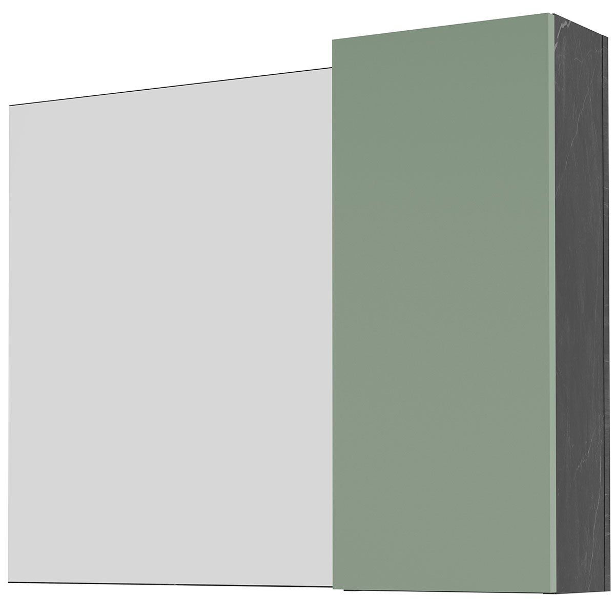 Espelheira para Banheiro 80 cm com 1 Porta Marina Mármore Lunar/Verde Mar
