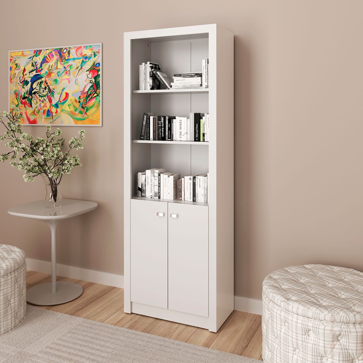Estante Armário Alta Livreiro Multiuso Office 2 Portas Branco