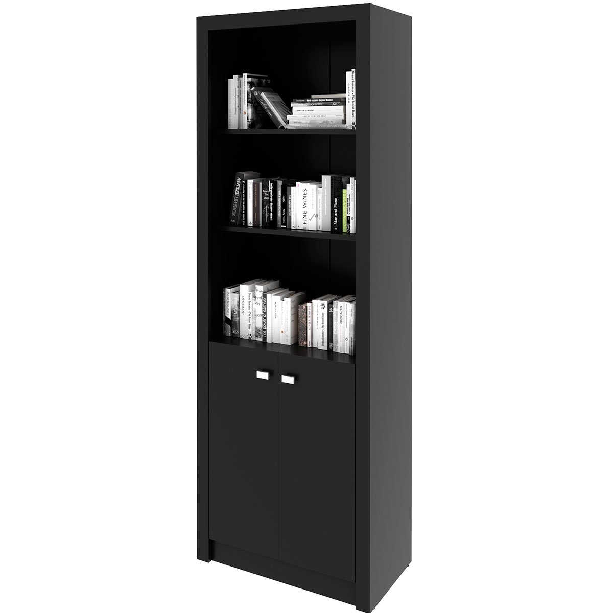 Estante Armário Alta Livreiro Multiuso Office 2 Portas Preto