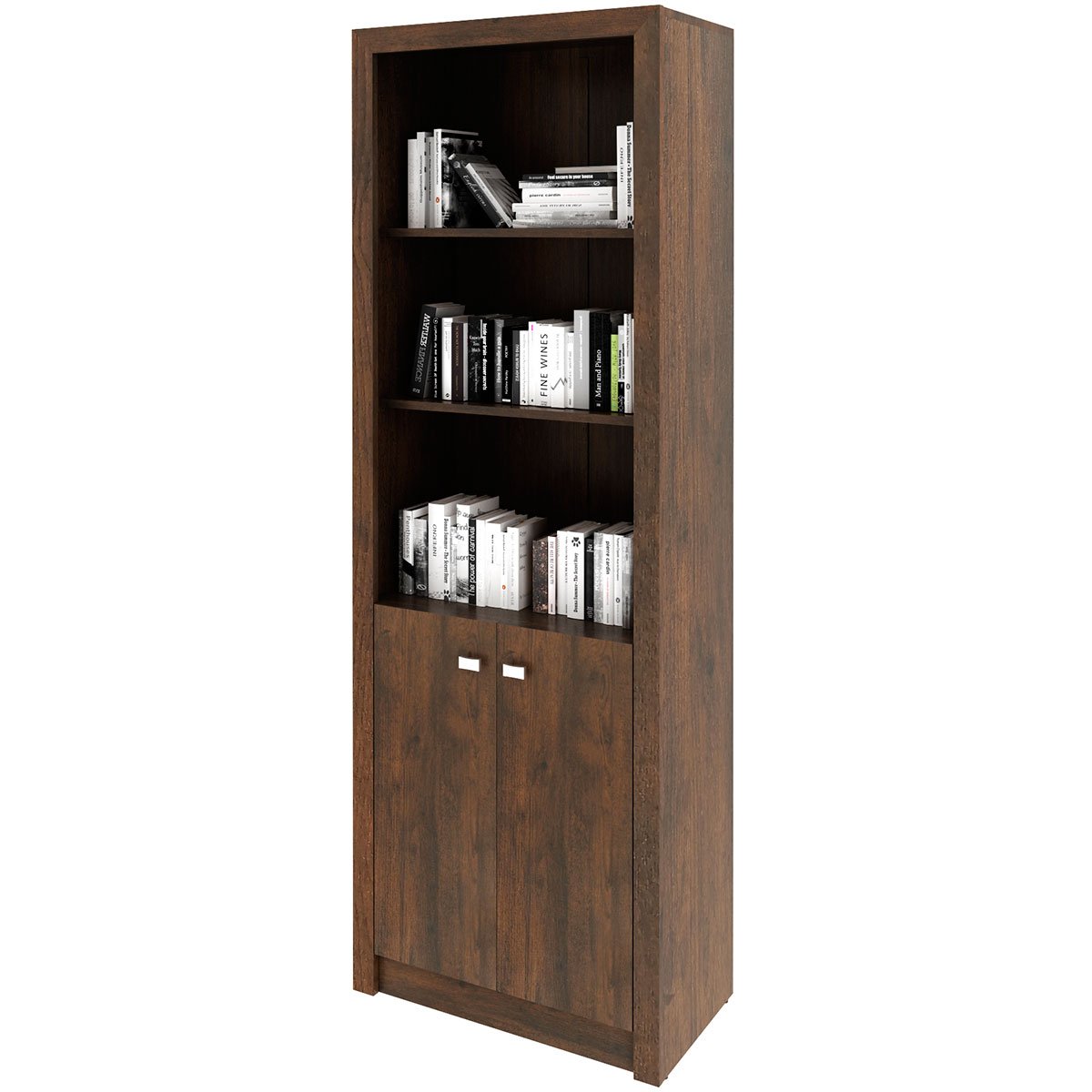 Estante Armário Alta Livreiro Multiuso Office 2 Portas Rústico