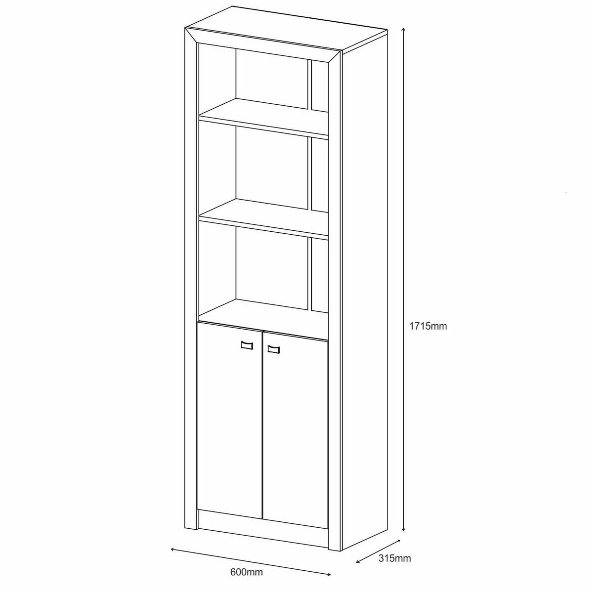 Estante Armário Alta Livreiro Multiuso Office 2 Portas Rústico