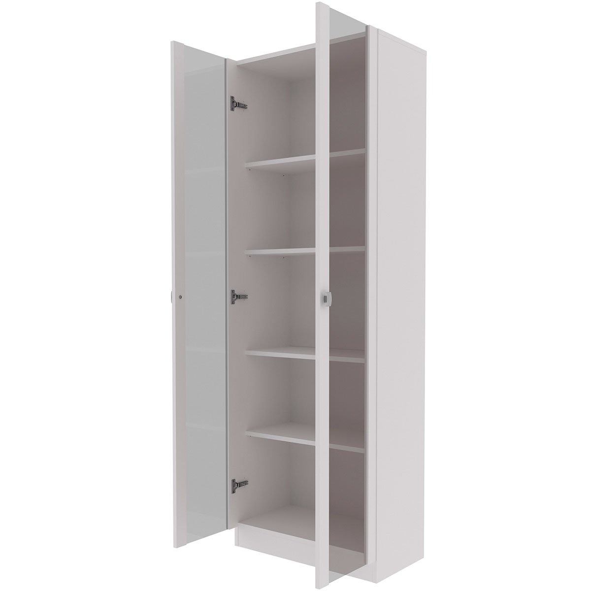 Estante Armário Alta Livreiro Multiuso Office 2 Portas Vidro Branco